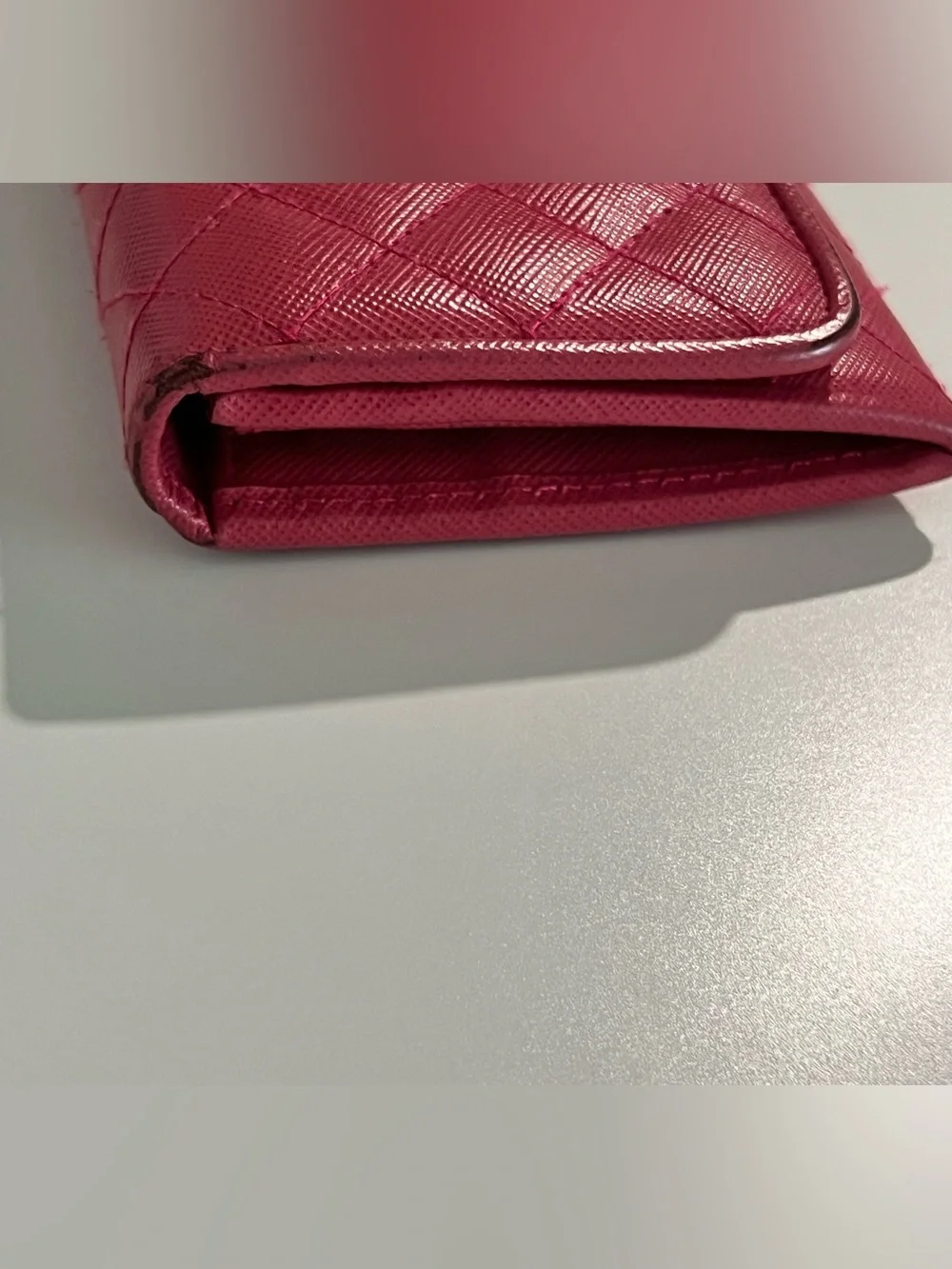 Prada Pink Saffiano Quilted Leather Continental Wallet Gold Hardware